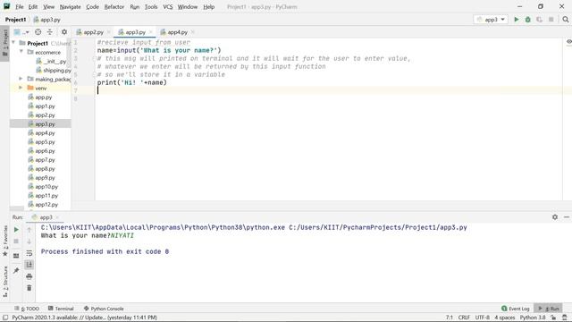 PYTHON | input() FUNCTION IN PYTHON | USER INPUT IN PYTHON PRACTICAL EXECUTION INPUT FROM USER | #3