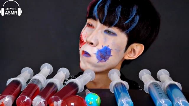 ASMR RED BLUE JELLO SHOOTER PARTY 레드 블루 주사기 젤리 먹방 DESSERTS JELLY MUKBANG EATING SOUNDS смотреть онлайн