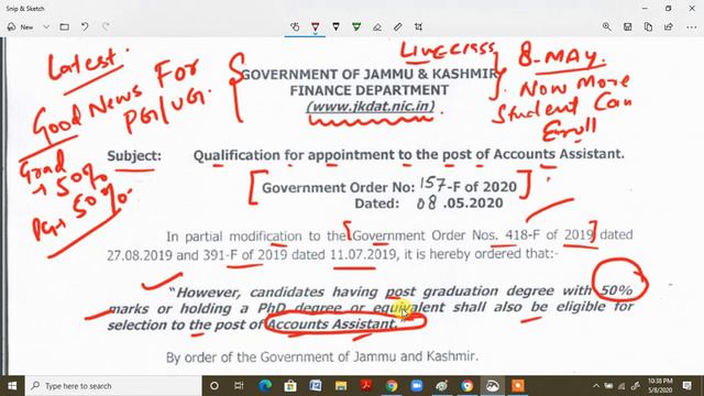 #JKSSB ACCOUNTS ASSISTANT LATEST UPDATE|| ELIGIBILITY CRITERIA CHANGED PG WITH 50% CAN ALSO  APPLY