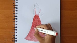 Beautiful long dress | fashion sketch | how to draw long dress | fashion illustration