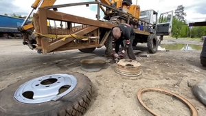 Замена колёс на ГАЗ 3309. Гайковерт, болгарка milwaukee.