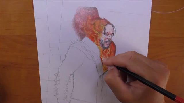 drawing Keanu Reeves as a Ghost rider/рисование киану ривза в образе призрачного гонщика. смотреть онлайн