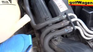 VW Golf 5 change or repair coolant bottle reservoir replace coolant sensor clean