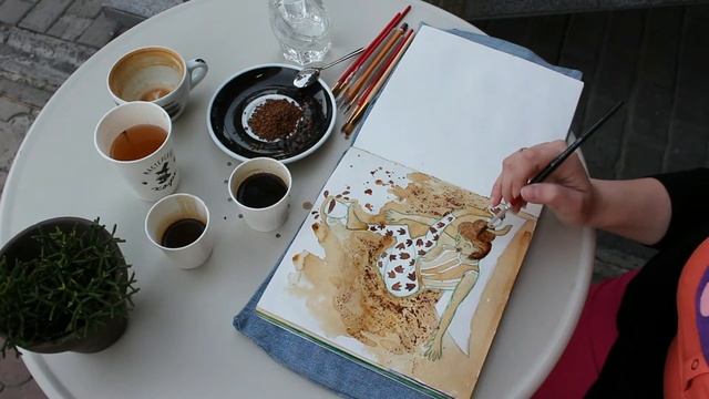 Как рисовать кофе?/ Кофейная живопись/ Speed Paint/ подробный мастер-класс