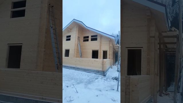 Дом из бруса с зимним садом. #домаизбруса #профилированныйбрус