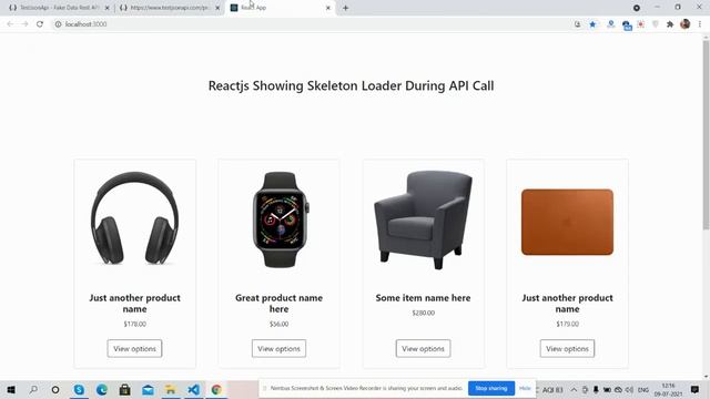 Reactjs Showing Skeleton Loader During API Call working Demo