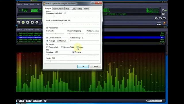 setting analyser audio spectrum equalizer winamp player pc computer