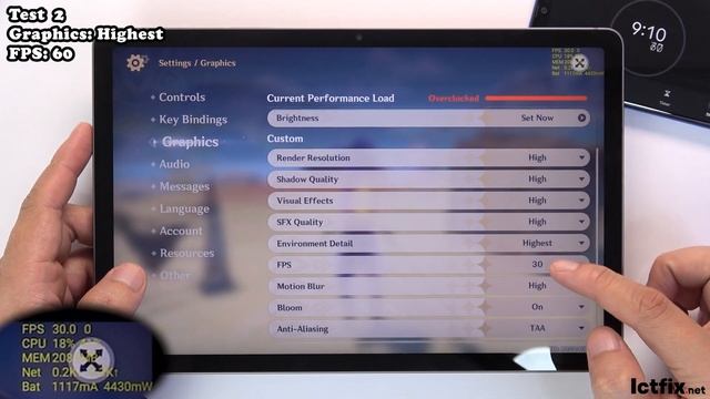 Samsung Galaxy Tab S9 FE Genshin Impact Gaming test | Exynos 1380, 90Hz Display