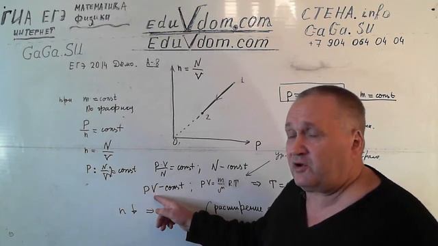 ЕГЭ 2014 Физика А8 - масса газа в процессе остаётся постоянной смотреть онлайн