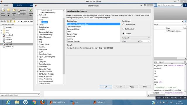 Preferences option in Matlab, Java Heap Memory...