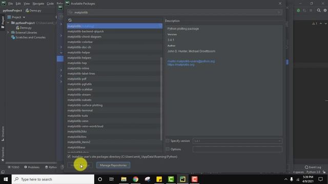 How to install matplotlib on pycharm IDE (2021) смотреть онлайн