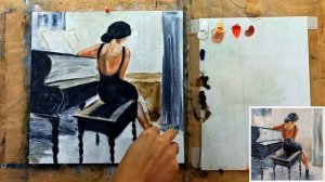 ?"У Рояля"  По мотивам Джозефа  Капикотто/живопись маслом/Марина Бердник #девушкаурояля #живопись