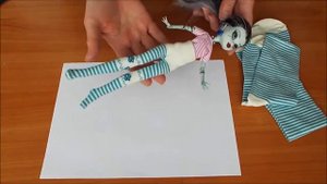 DIY. Как сшить колготки из носка для кукол монстер хай. tights from sock dolls