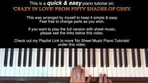 Crazy In Love - Fifty Shades of Grey | Easy PIANO TUTORIAL