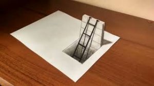 Как нарисовать вход в подземелье 3д иллюзию на бумаге. Рисуем объемную лестницу. Трюк на бумаге.