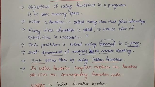 inline function in c++  | Hindi | Object Oriented C++ | Lec-43 | Niharika Panda