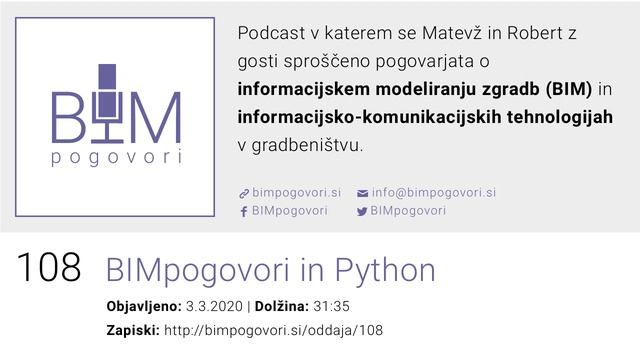 108 BIMpogovori in Python смотреть онлайн