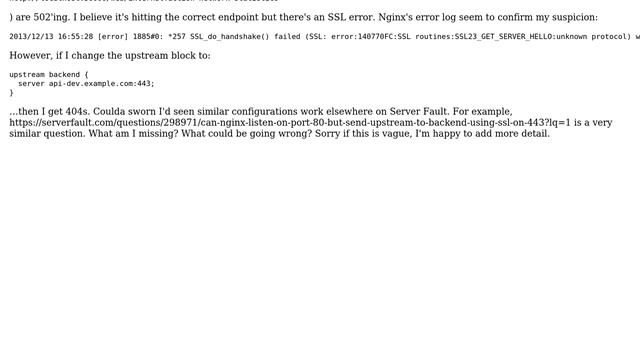 DevOps & SysAdmins: Nginx reverse proxying to HTTPS upstream getting 502 Bad Gateway? смотреть онлайн
