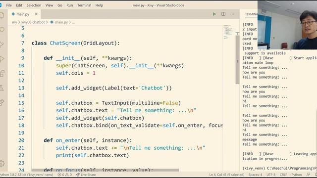 Python(파이썬)+Kivy-05-TextInput을 이용한 챗봇 만들기(Keyboard Focus의 개념) смотреть онлайн