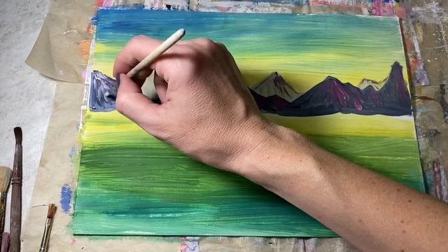 Горный пейзаж. Рисование для детей и взрослых. Правополушарное рисование.Мастер - класс по рисовани