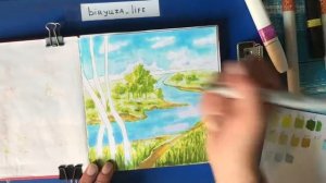 Рисуем пейзаж маркерами