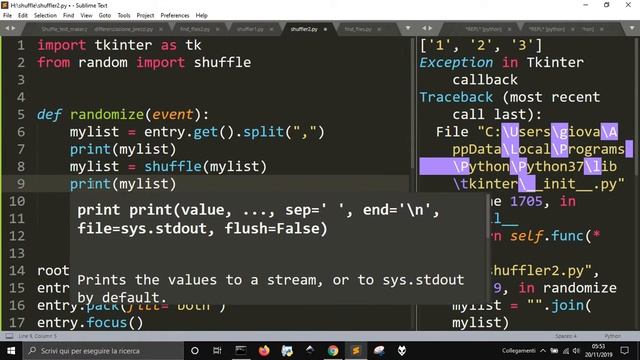 Tkinter app with Entry widget to Shuffle lists смотреть онлайн