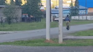 Балалаечник на моноколесе в деревне Уфа-Шигири