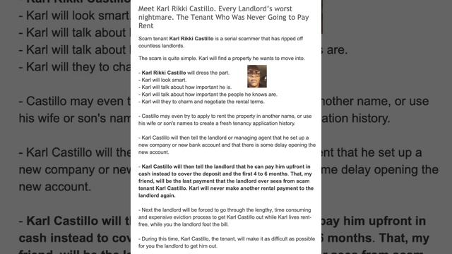 Meet Karl Castillo. Every Landlord’s worst nightmare. The Tenant Who Was Never Going to Pay Rent