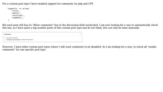 Wordpress: Automatically check "Allow comments" for custom post type смотреть онлайн