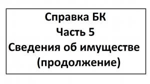 Справка БК. Часть 5. Сведения об имуществе (продолжение)