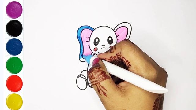 Cute Baby Cartoon Elephant drawing, Painting & Coloring for kids| How to draw Elephant ?| смотреть онлайн