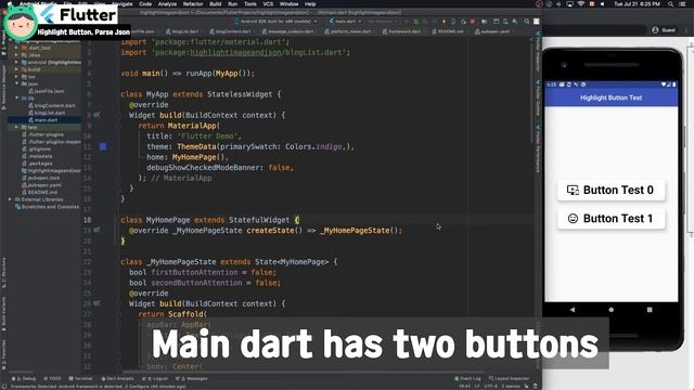 Flutter - Highlight button, Parse Json, HTML code in WebView ( ListView example, tutorial) смотреть онлайн