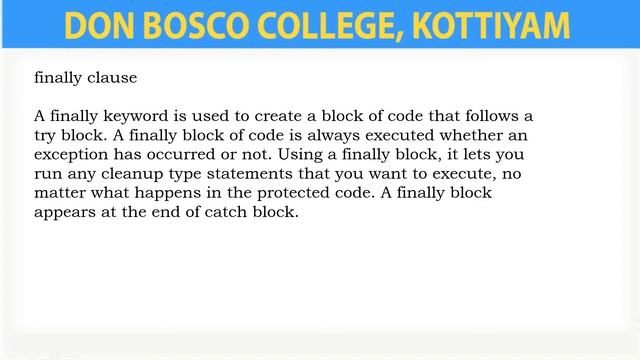 LECTURE -60: PROGRAMMING IN JAVA - MULTIPLE CATCH BLOCKS, MULTIPLE CATCH SYNTAX- BCA- S3. смотреть онлайн