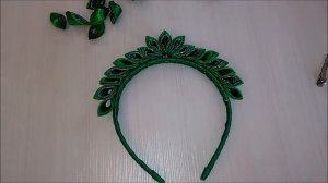 Ободок Елочка Канзаши МК. Диадема к костюму елочки. /  Bezel Herringbone Kanzashi MK