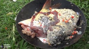 Primitive Technology - Cooking and toast big fish for breakfast - Eating delicious Ep00013