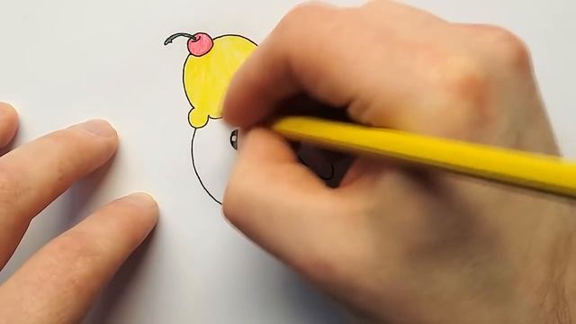 Милые рисунки - Как нарисовать милое Мороженое рожок - Рисунок и раскраска смотреть онлайн