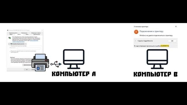 Ошибка При Подключении к Расшаренному USB Принтеру 0x0000011b