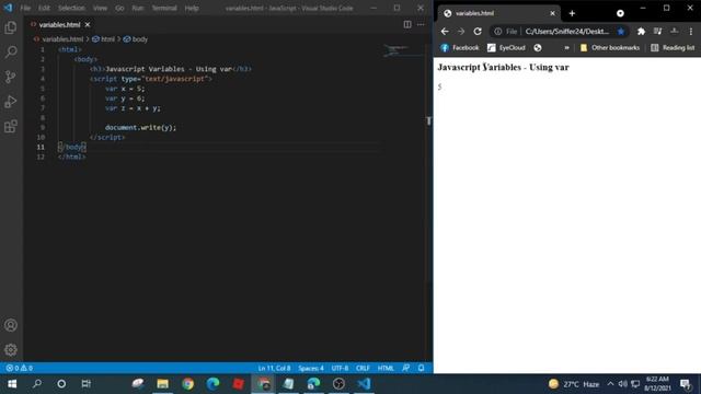 JavaScript Tutorial for Beginners - Variables