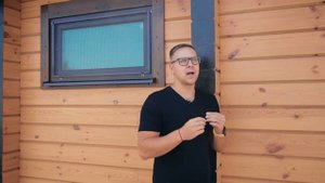 Обзор дома из клееного бруса 86 метров на берегу реки.