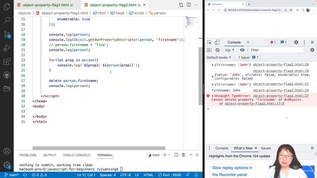 66. JavaScript Object Property Flags: writable, enumerable, configurable