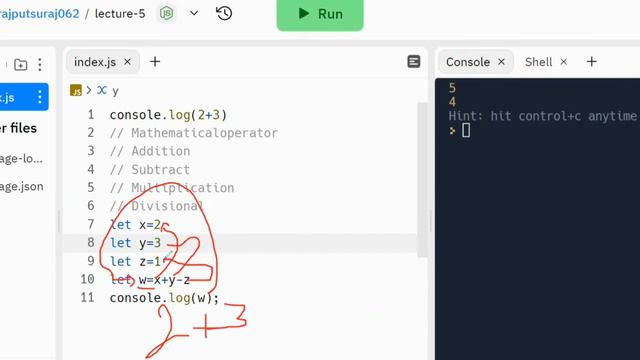 Mathematical Operator in JavaScript | Javascript | Lecture-05