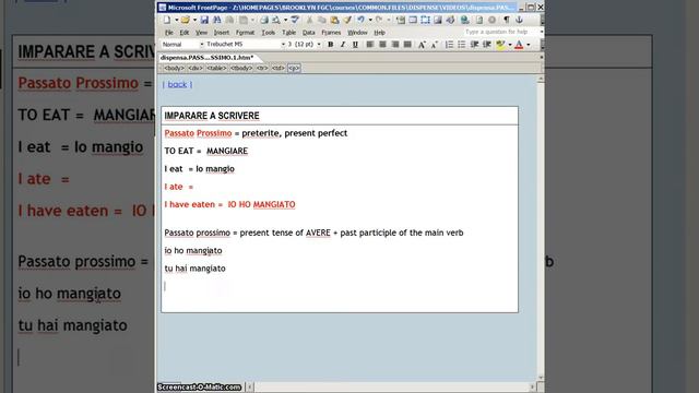 ITALIAN GRAMMAR  PASSATO PROSSIMO  (1)