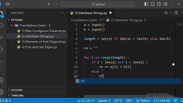 Interleave Strings | Foundations Exam - 3 | Python | CCBP 4.0