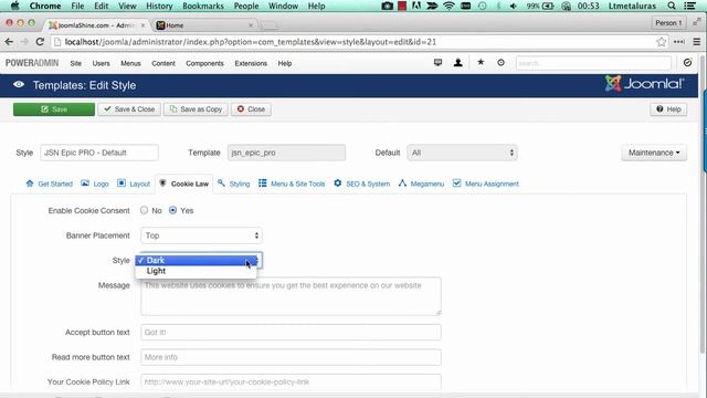 JoomlaShine Template Configuration | Video 4: Cookie law Configuration смотреть онлайн