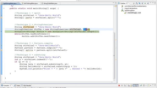 StringTokenizer Split a String in Java смотреть онлайн