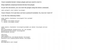Ubuntu: Docker volume plugin and start it (2 Solutions!!)