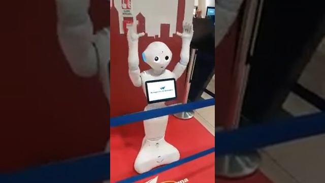 Робот танцует. Веселый робот.Cheerful robot dancing.Relax video Bologna airport?✈