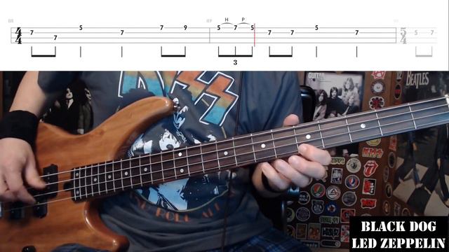 Black Dog by Led Zeppelin - Bass Cover with Tabs Play-Along