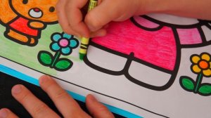 Coloring Hello Kitty GIANT Coloring Book Page Crayola Crayons | COLORING WITH KiMMi THE CLOWN