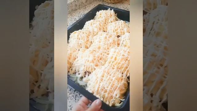 Мясо по капитански с картошкой в духовке из свинины рецепт  #Shorts
